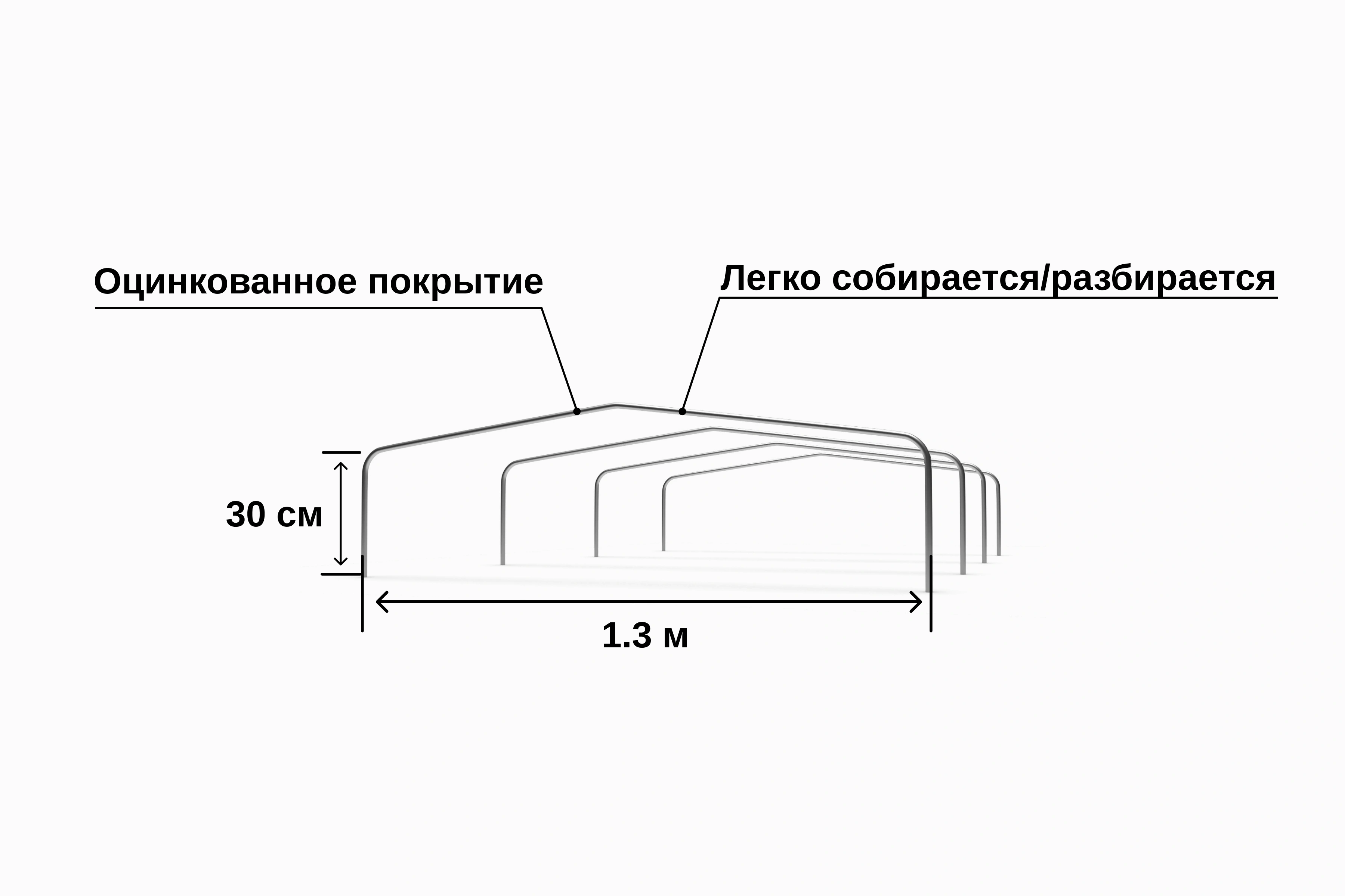 Комплект 4 шт. дуг тента прицепа Титан и Атлант 1713-2013
